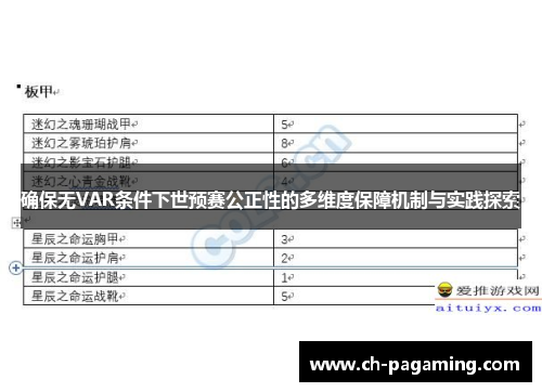 确保无VAR条件下世预赛公正性的多维度保障机制与实践探索