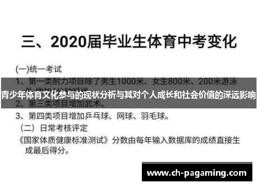 青少年体育文化参与的现状分析与其对个人成长和社会价值的深远影响
