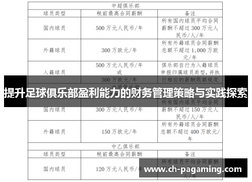 提升足球俱乐部盈利能力的财务管理策略与实践探索